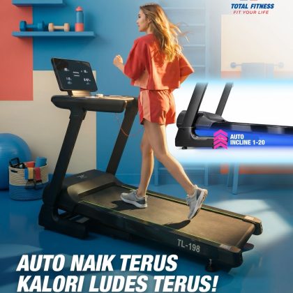 Treadmill Elektrik TL-198 Motor 4HP (Free Dumbel Set PVC 20kg)
